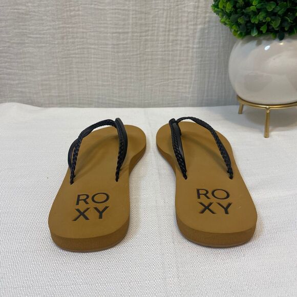 Roxy Flip Flop Sandals Women's Size 8 Black Strappy Beach Travel Vacation - Picture 3 of 7